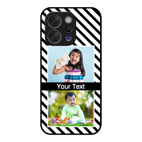 Vivo V70 5G Custom Glass Phone Case - Black And White Stripes Design Vivo V70 5G Custom Glass Phone Case - Black And White Stripes Design