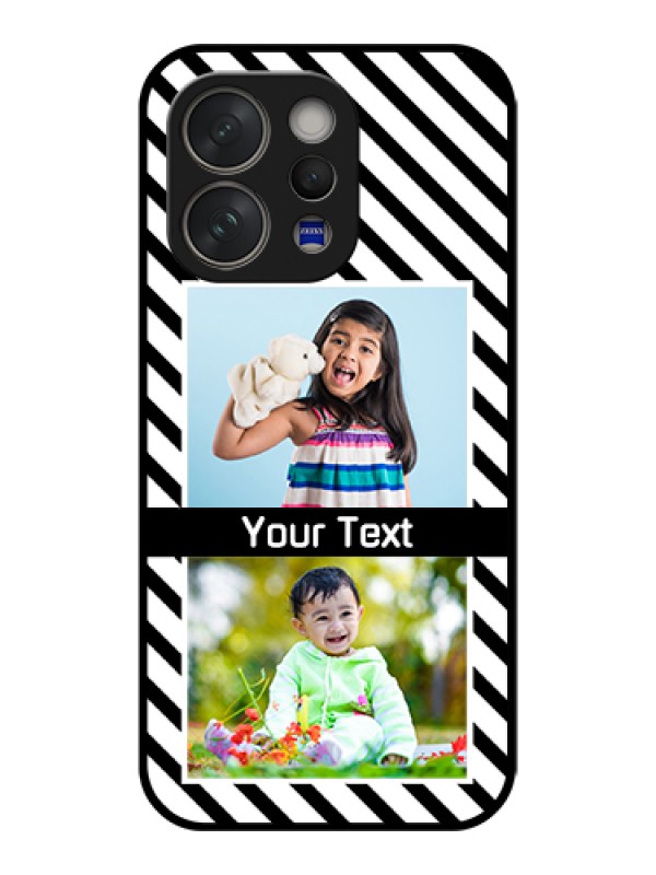 Custom Vivo V70 5G Custom Glass Phone Case - Black And White Stripes Design