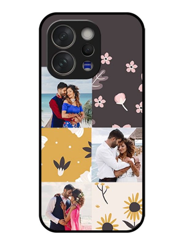 Custom Vivo V70 5G Custom Glass Phone Case - 3 Images With Floral Design