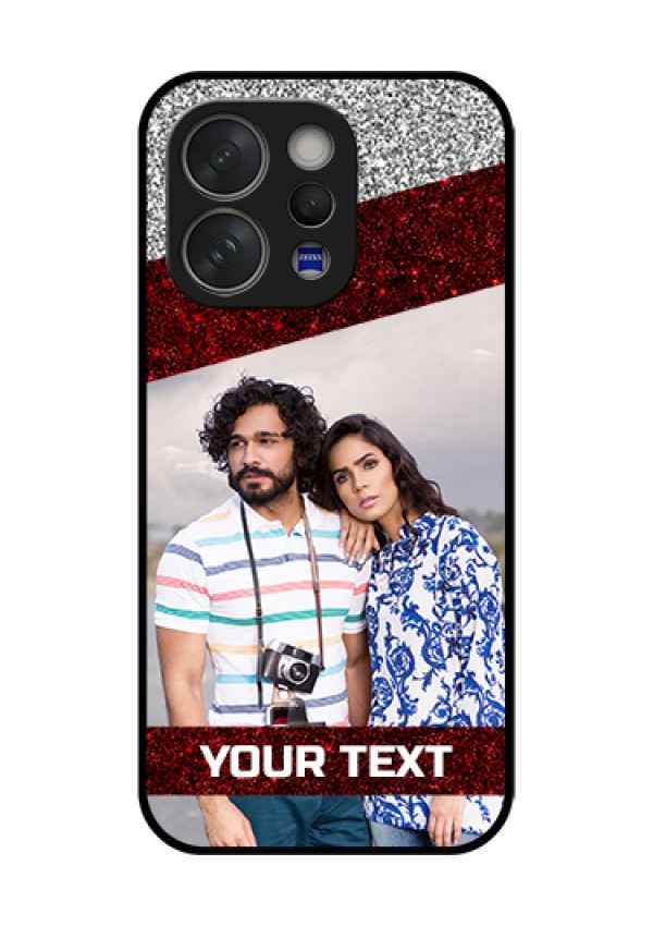 Vivo V70 5G Custom Glass Phone Case - Image Holder With Glitter Strip Design