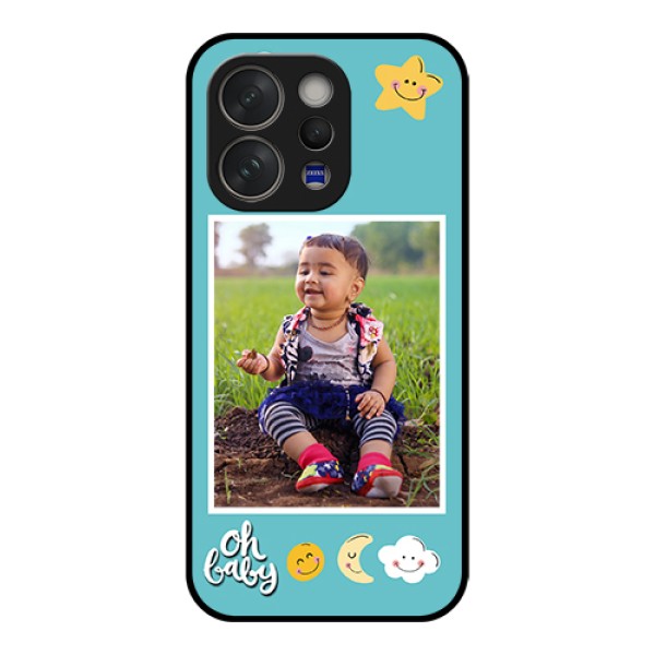 Vivo V70 5G Custom Glass Phone Case - Smiley Kids Stars Design
