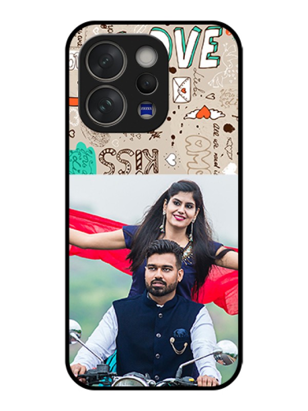 Custom Vivo V70 5G Custom Glass Phone Case - Love Doodle Pattern