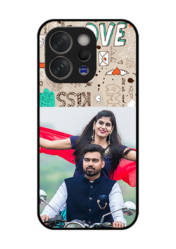 Vivo V70 5G Custom Glass Phone Case - Love Doodle Pattern