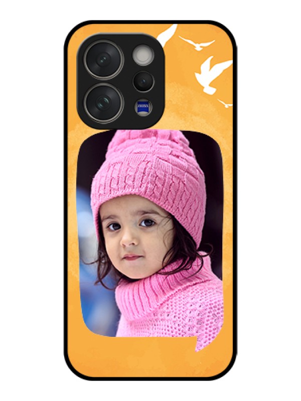 Custom Vivo V70 5G Custom Glass Phone Case - Water Color Design With Bird Icons