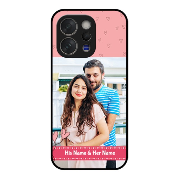 Vivo V70 5G Custom Glass Phone Case - Love Design Peach Color
