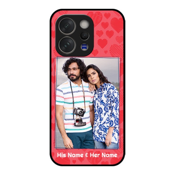 Vivo V70 5G Custom Glass Phone Case - With Red Heart Symbols Design Vivo V70 5G Custom Glass Phone Case - With Red Heart Symbols Design