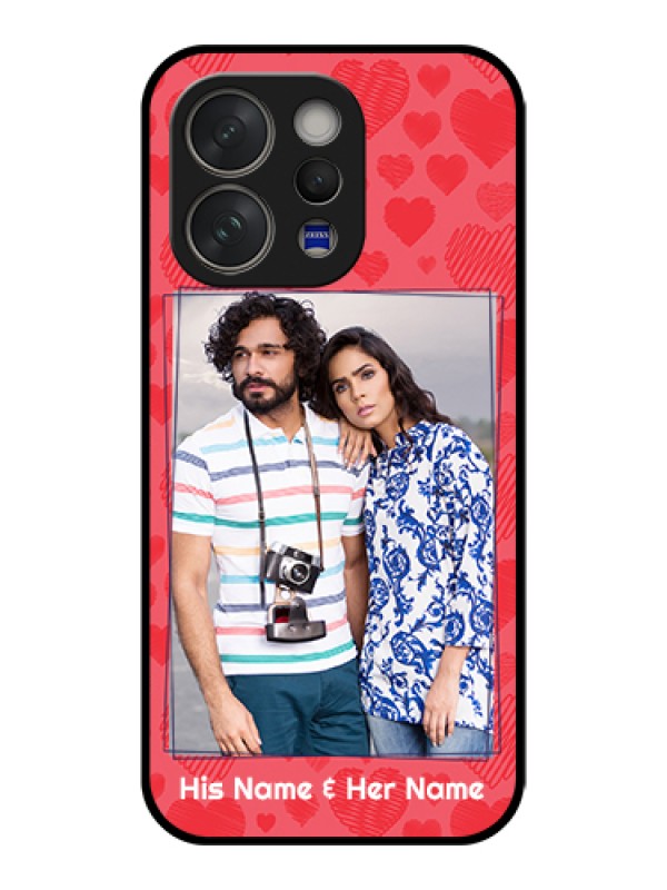 Custom Vivo V70 5G Custom Glass Phone Case - With Red Heart Symbols Design