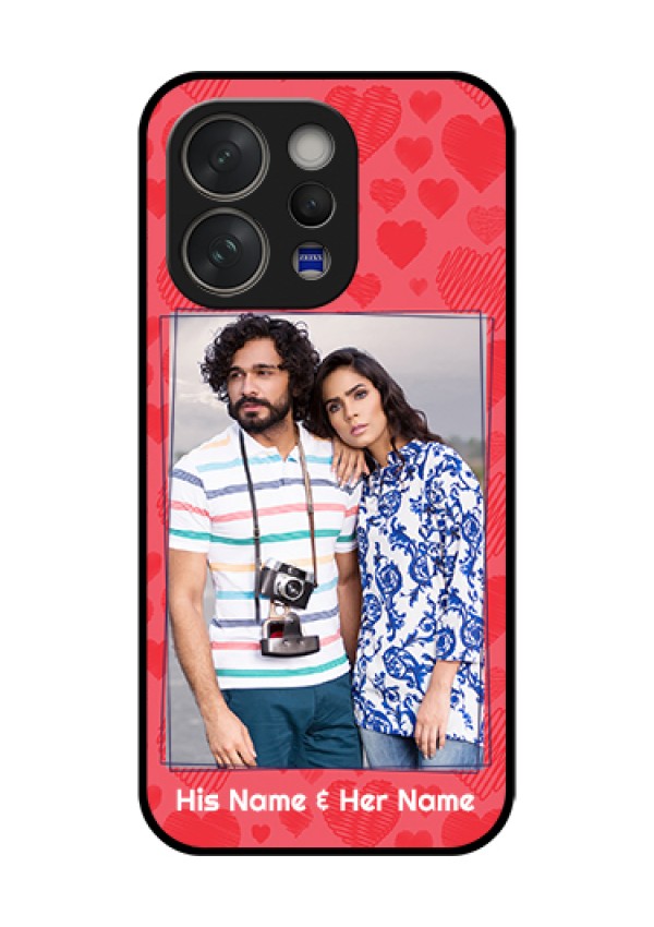 Vivo V70 5G Custom Glass Phone Case - With Red Heart Symbols Design
