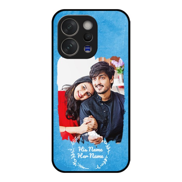 Vivo V70 5G Custom Glass Phone Case - Blue Color Vintage Design