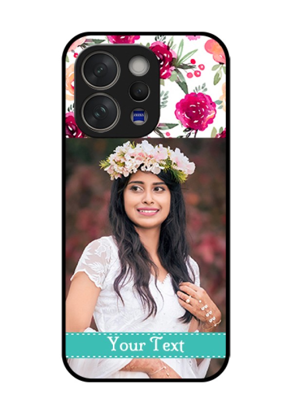 Vivo V70 5G Custom Glass Phone Case - Water Colors Floral Design