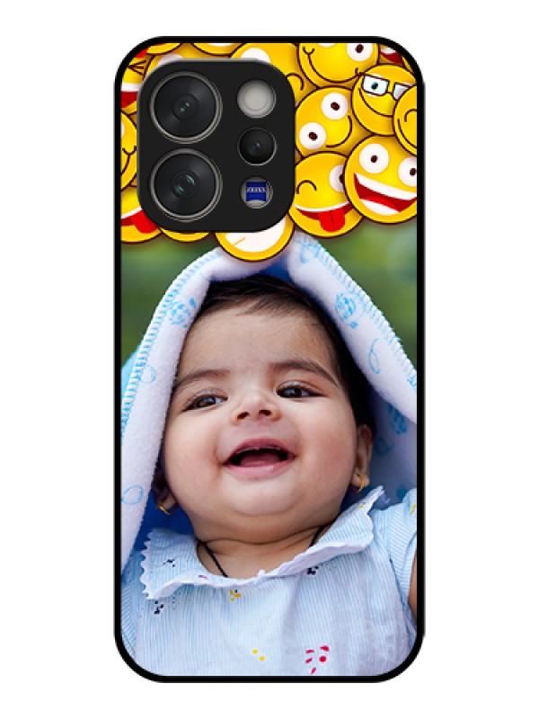 Custom Vivo V70 5G Custom Glass Phone Case - With Smiley Emoji Design