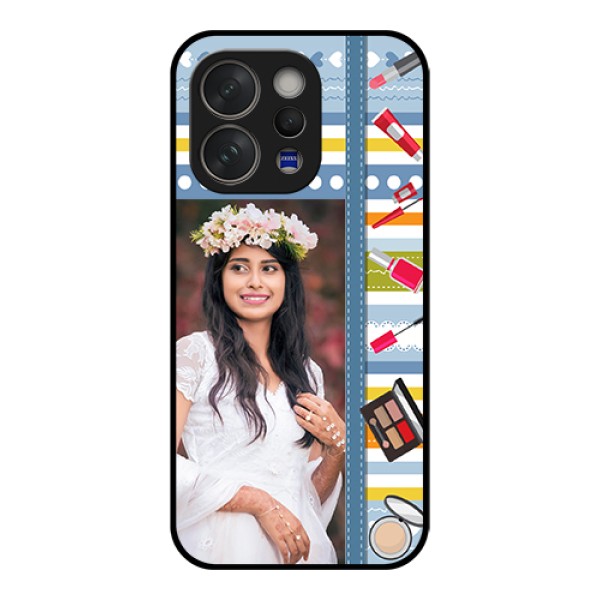 Vivo V70 5G Custom Glass Phone Case - Makeup Icons Design