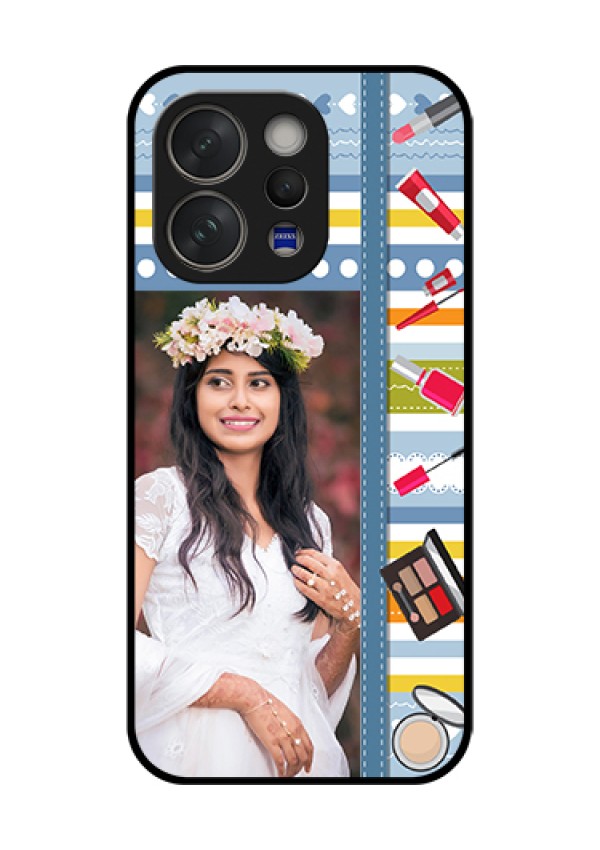 Vivo V70 5G Custom Glass Phone Case - Makeup Icons Design