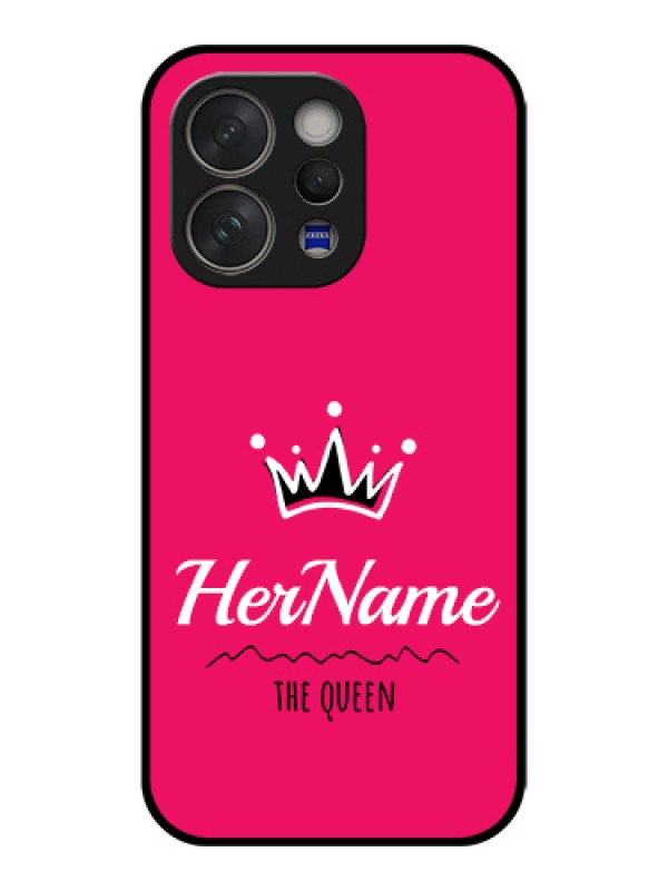 Custom Vivo V70 5G Custom Glass Phone Case - Queen With Name Design