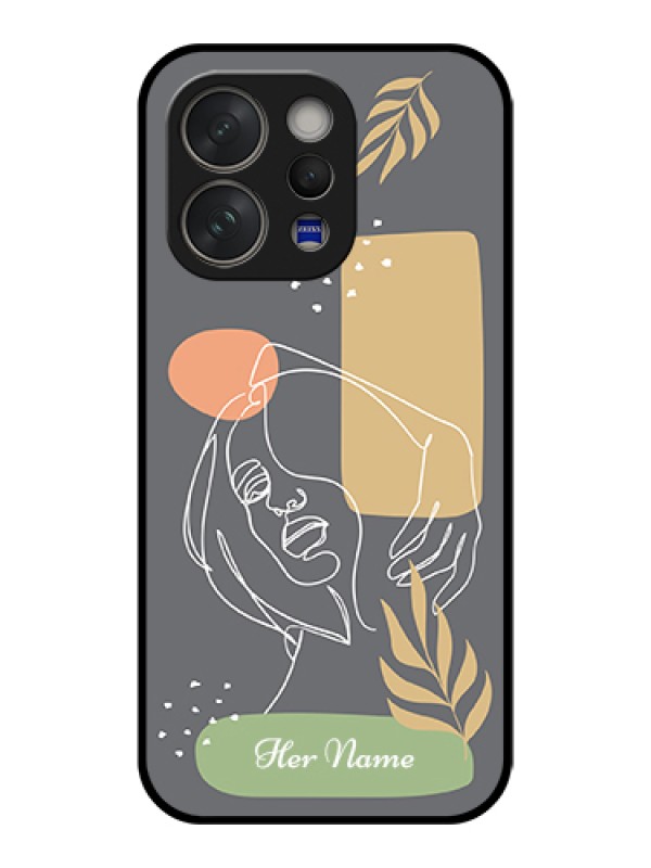 Custom Vivo V70 5G Custom Glass Phone Case - Gazing Woman Line Art Design