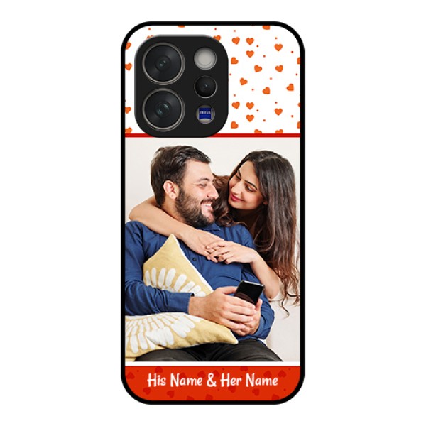 Vivo V70 Elite 5G Custom Glass Phone Case - Orange Love Symbol Design