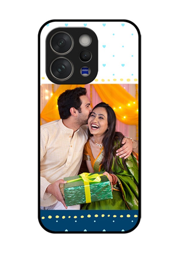 Vivo V70 Elite 5G Custom Glass Phone Case - White And Blue Abstract Design