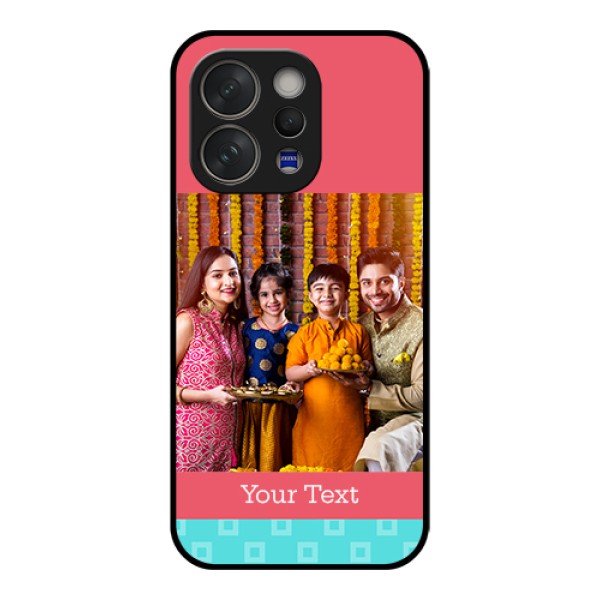 Vivo V70 Elite 5G Custom Glass Phone Case - Peach & Blue Color Design