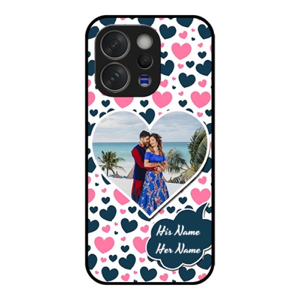Vivo V70 Elite 5G Custom Glass Phone Case - Pink & Blue Heart Design