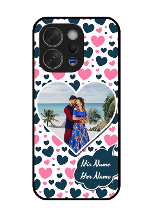 Vivo V70 Elite 5G Custom Glass Phone Case - Pink & Blue Heart Design