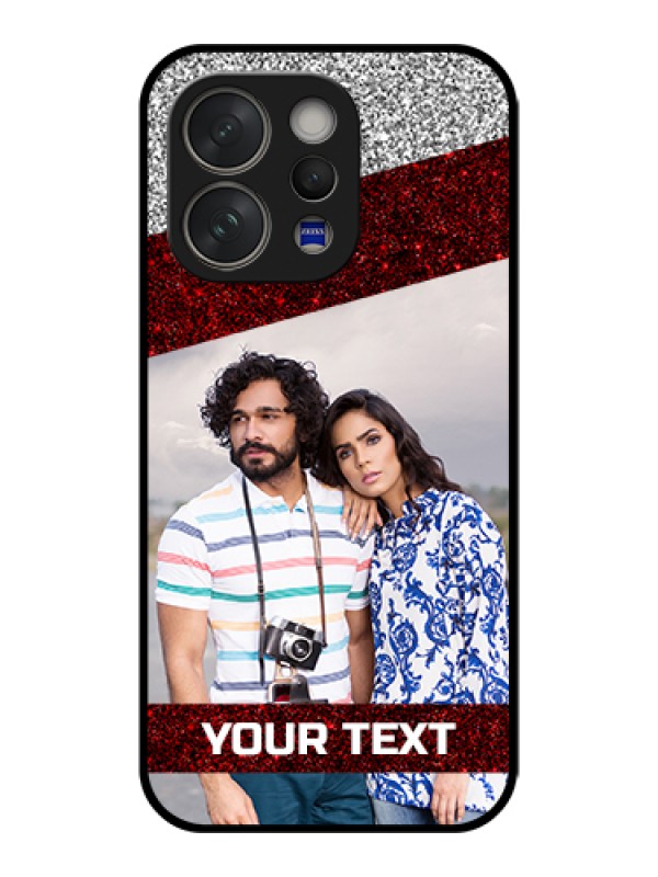 Custom Vivo V70 Elite 5G Custom Glass Phone Case - Image Holder With Glitter Strip Design