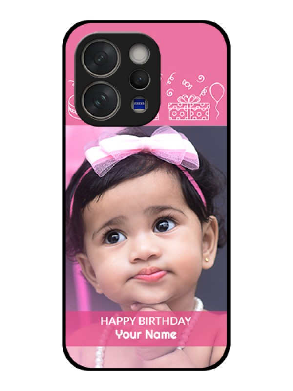 Custom Vivo V70 Elite 5G Custom Glass Phone Case - With Birthday Line Art Design