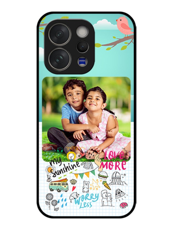 Custom Vivo V70 Elite 5G Custom Glass Phone Case - Doodle Love Design