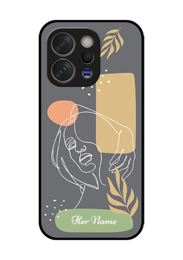 Vivo V70 Elite 5G Custom Glass Phone Case - Gazing Woman Line Art Design