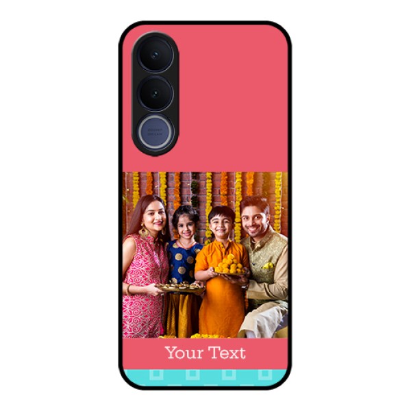 Vivo V70 FE 5G Custom Glass Phone Case - Peach & Blue Color Design