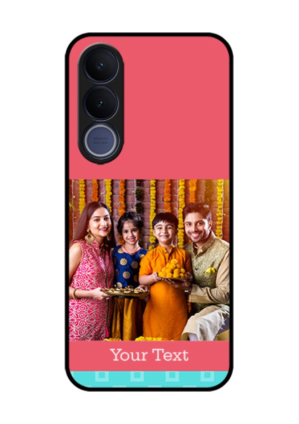 Vivo V70 FE 5G Custom Glass Phone Case - Peach & Blue Color Design