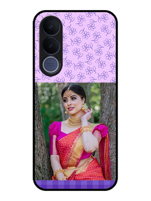Custom Vivo V70 FE 5G Custom Glass Phone Case - Purple Floral Design
