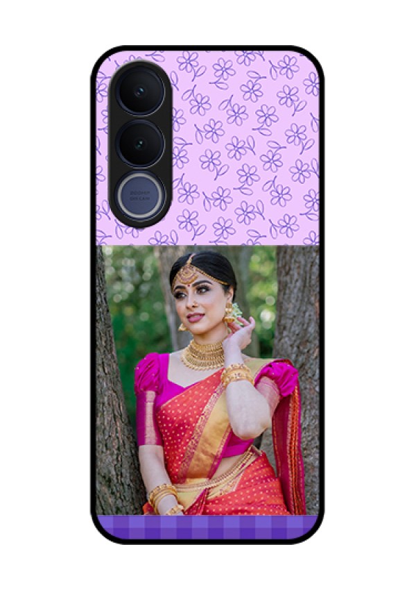 Vivo V70 FE 5G Custom Glass Phone Case - Purple Floral Design