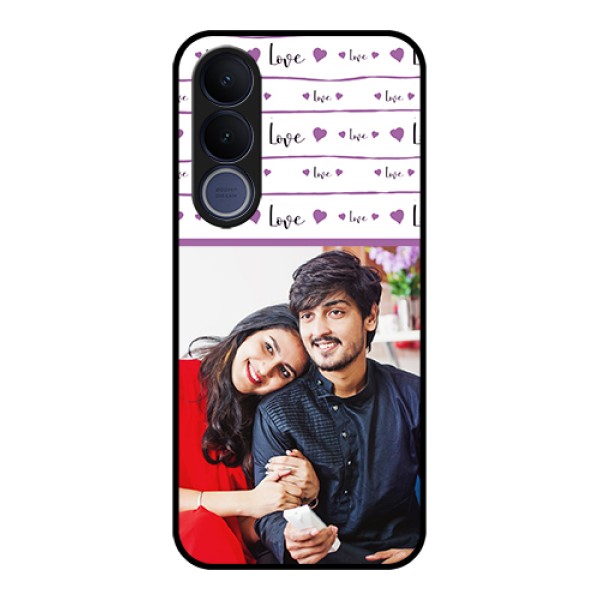 Vivo V70 FE 5G Custom Glass Phone Case - Couples Heart Design