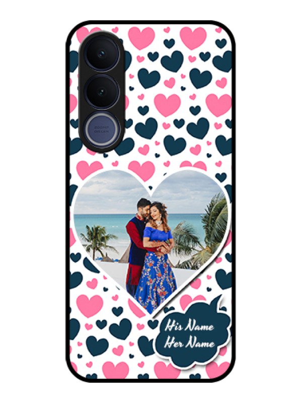 Custom Vivo V70 FE 5G Custom Glass Phone Case - Pink & Blue Heart Design