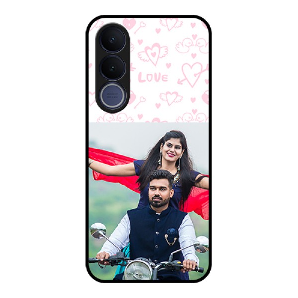 Vivo V70 FE 5G Custom Glass Phone Case - Pink Flying Heart Design