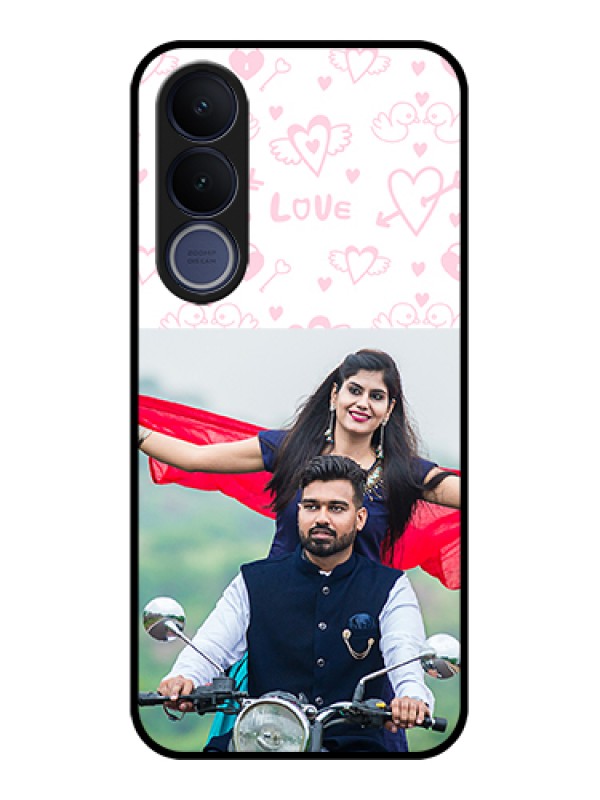 Custom Vivo V70 FE 5G Custom Glass Phone Case - Pink Flying Heart Design