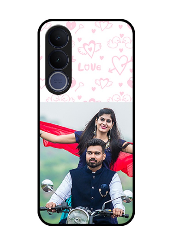 Vivo V70 FE 5G Custom Glass Phone Case - Pink Flying Heart Design