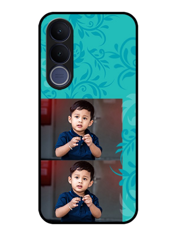 Custom Vivo V70 FE 5G Custom Glass Phone Case - With Photo And Green Floral Design