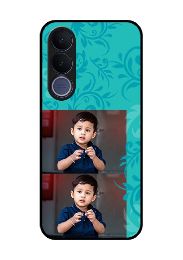 Vivo V70 FE 5G Custom Glass Phone Case - With Photo And Green Floral Design