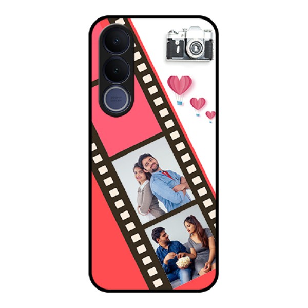 Vivo V70 FE 5G Custom Glass Phone Case - 3 Image Holder With Film Reel Vivo V70 FE 5G Custom Glass Phone Case - 3 Image Holder With Film Reel
