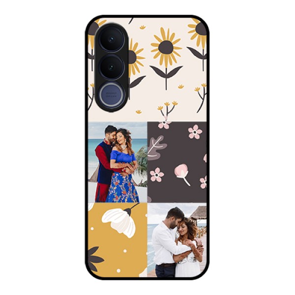 Vivo V70 FE 5G Custom Glass Phone Case - 3 Images With Floral Design Vivo V70 FE 5G Custom Glass Phone Case - 3 Images With Floral Design