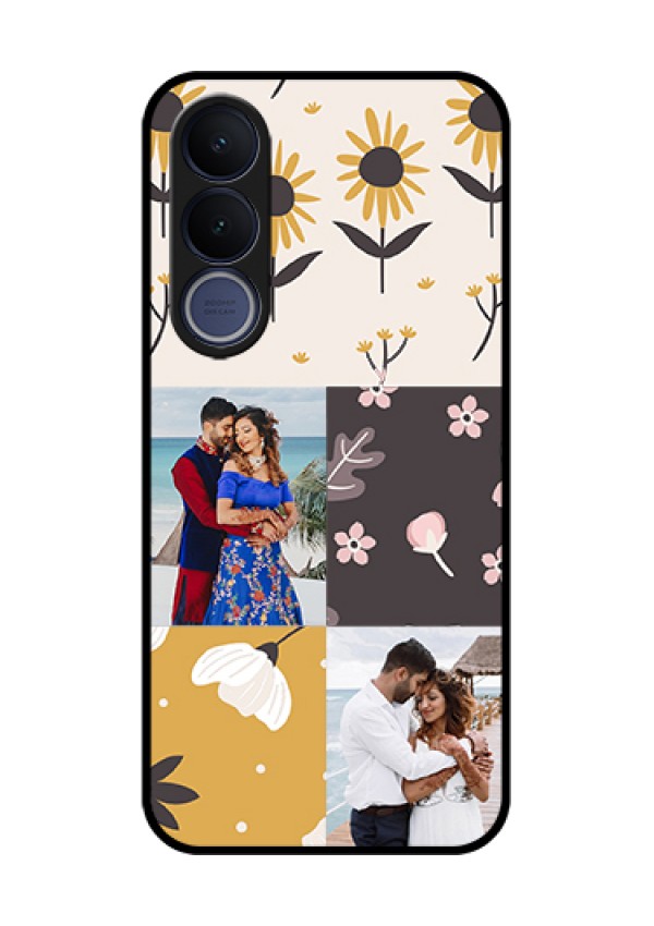 Vivo V70 FE 5G Custom Glass Phone Case - 3 Images With Floral Design