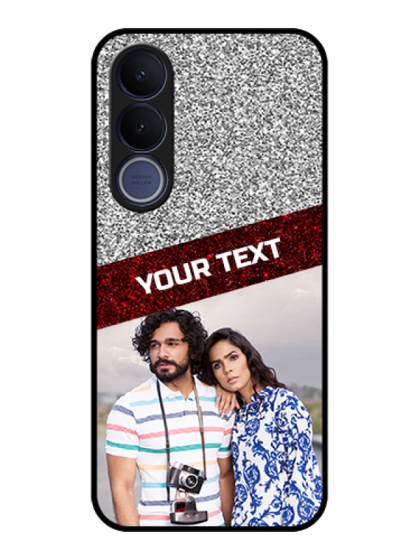 Custom Vivo V70 FE 5G Custom Glass Phone Case - Image Holder With Glitter Strip Design