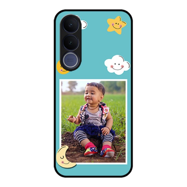 Vivo V70 FE 5G Custom Glass Phone Case - Smiley Kids Stars Design