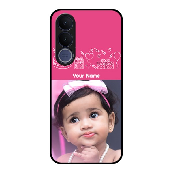Vivo V70 FE 5G Custom Glass Phone Case - With Birthday Line Art Design Vivo V70 FE 5G Custom Glass Phone Case - With Birthday Line Art Design