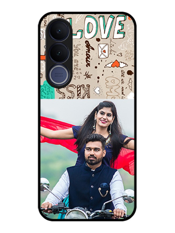 Custom Vivo V70 FE 5G Custom Glass Phone Case - Love Doodle Pattern