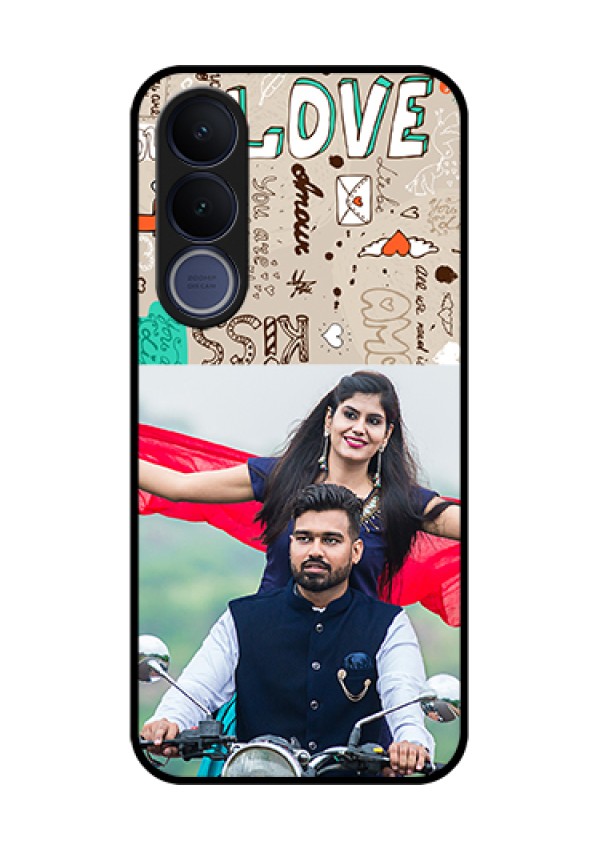 Vivo V70 FE 5G Custom Glass Phone Case - Love Doodle Pattern
