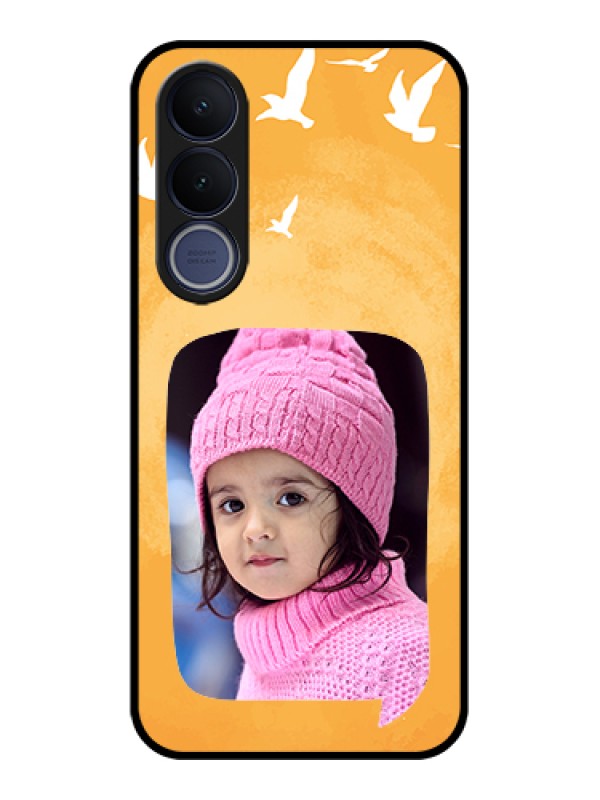 Custom Vivo V70 FE 5G Custom Glass Phone Case - Water Color Design With Bird Icons