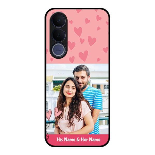 Vivo V70 FE 5G Custom Glass Phone Case - Love Design Peach Color