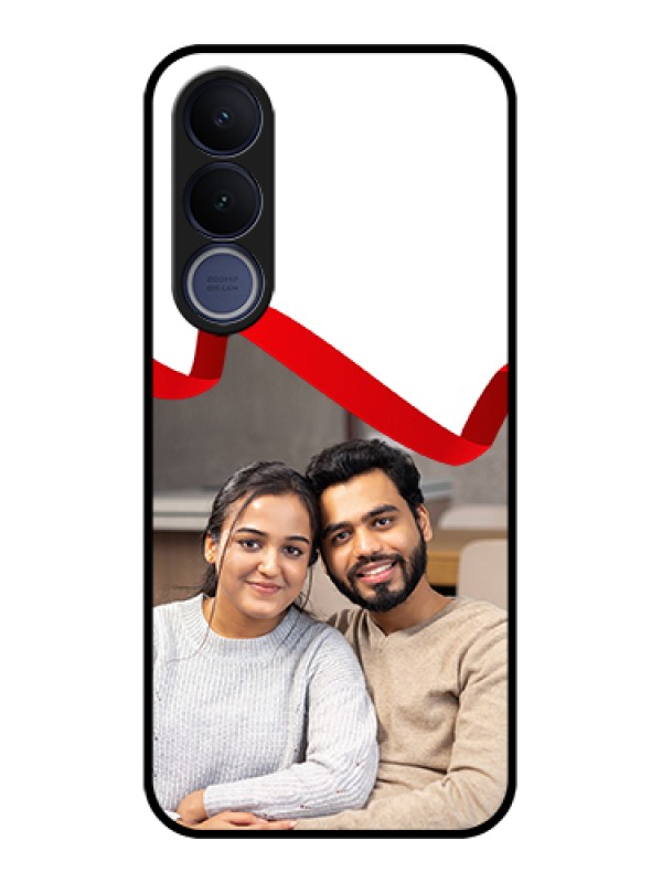 Custom Vivo V70 FE 5G Custom Glass Phone Case - Red Ribbon Frame Design